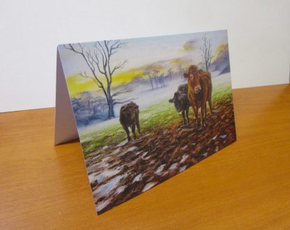 Cows at Abney Hall Fine Art Greetings, Birthday, Occasions card from an original oil painting, A5 landscape