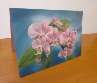 Orchid Fine Art Greetings, Birthday, Occasions card from an original Oil painting, A5 landscape