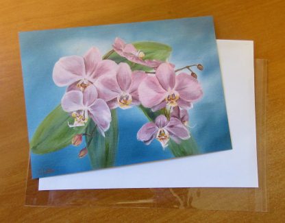 Orchid Fine Art Greetings, Birthday, Occasions card from an original Oil painting, A5 landscape - Image 2