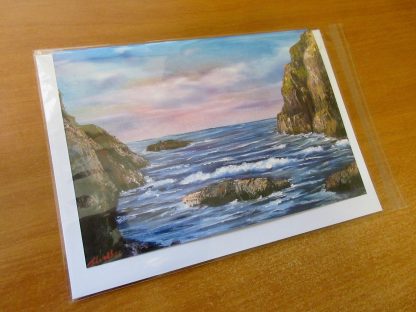 Anglesey Coastal Bay, Fine Art Greetings, Birthday, Occasions card from an original oil painting, A5 landscape - Image 3