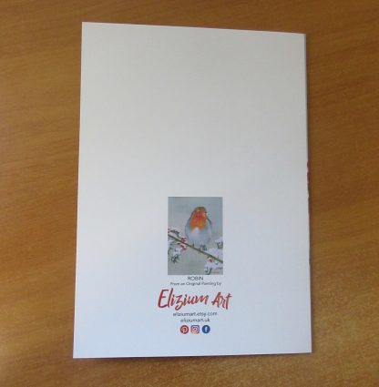 Snowy Robin Fine Art Christmas card, Winter greetings card from an original oil painting, A5 - Image 3