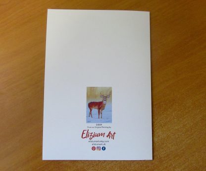 Snowy Deer Fine Art Christmas card, Winter greetings card from an original oil painting, A5 - Image 3