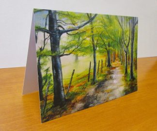 Tree Lined Path in Abney Hall Fine Art Greetings, Birthday, card from an original oil painting, A5 landscape